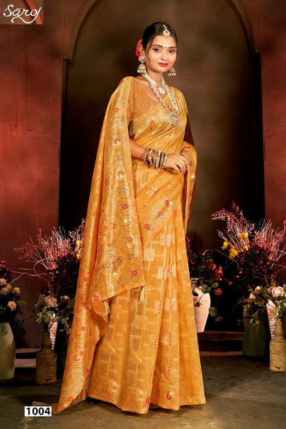 Almond Linen Saroski Vol 4 Saroj Linen Cotton Sarees Wholesaler India