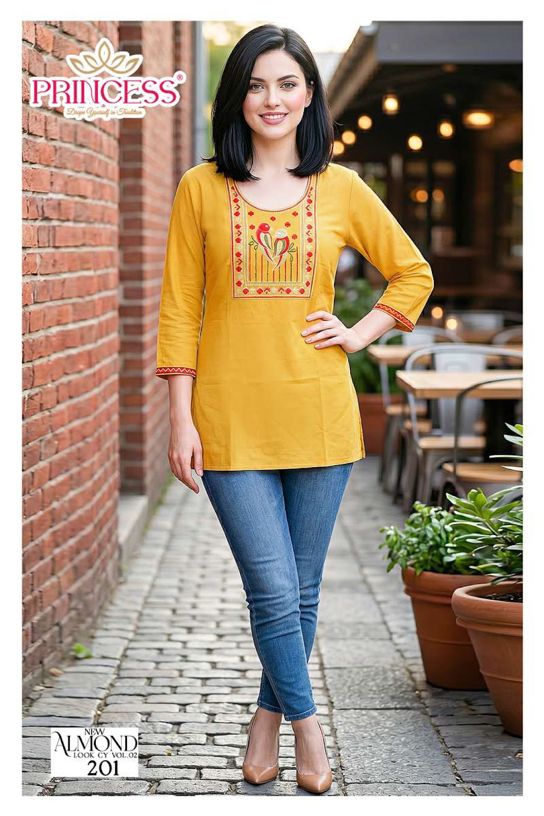 Almond Vol 2 Princess Creation Dhabu Cotton Short Kurtis Manufacturer