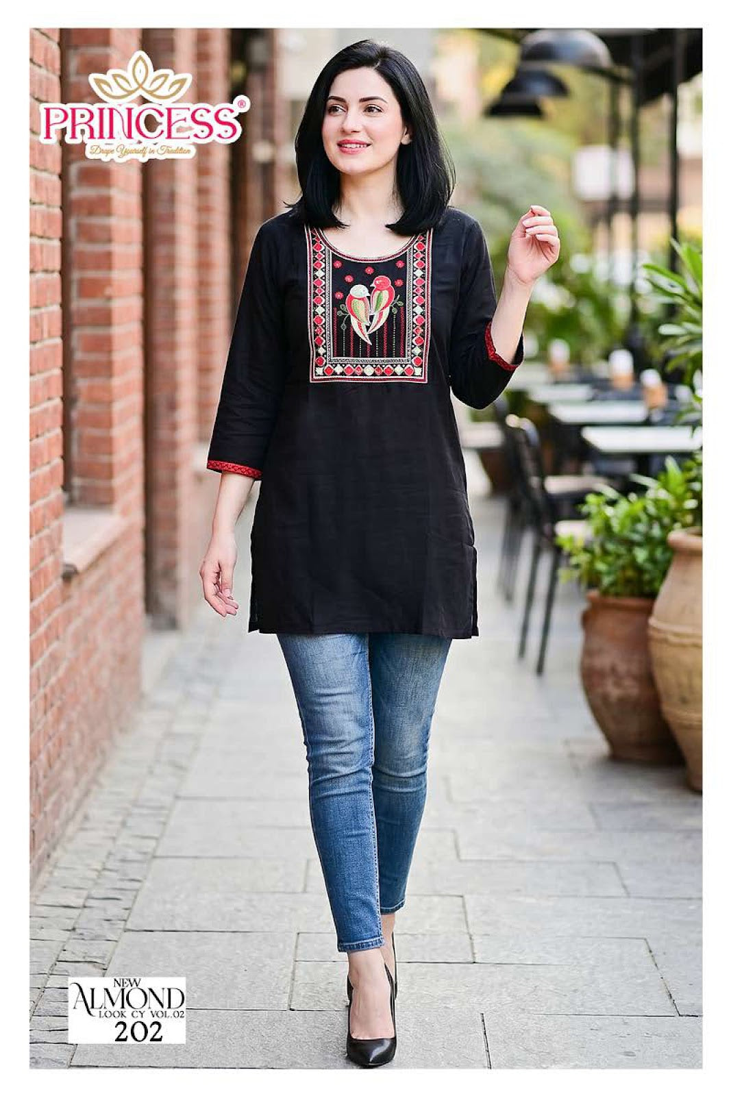 Almond Vol 2 Princess Creation Dhabu Cotton Short Kurtis Manufacturer
