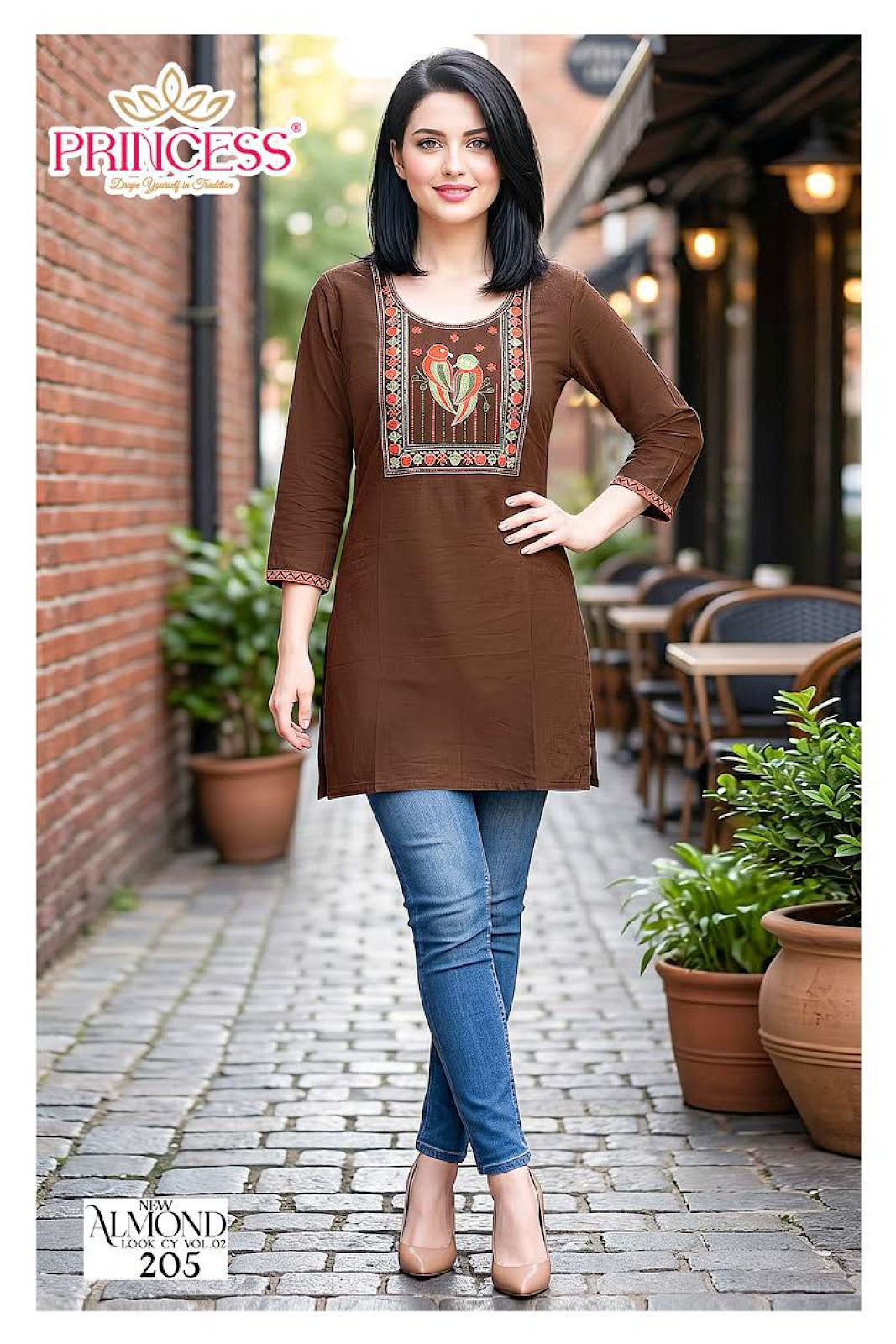 Almond Vol 2 Princess Creation Dhabu Cotton Short Kurtis Manufacturer