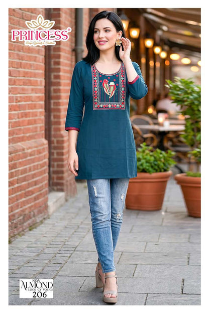 Almond Vol 2 Princess Creation Dhabu Cotton Short Kurtis Manufacturer
