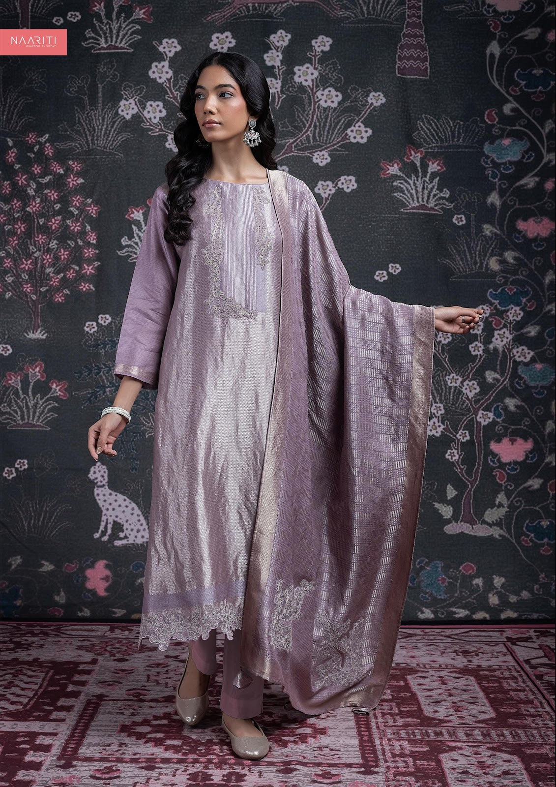 Alnoor Naariti Silk Pant Style Suits Wholesaler