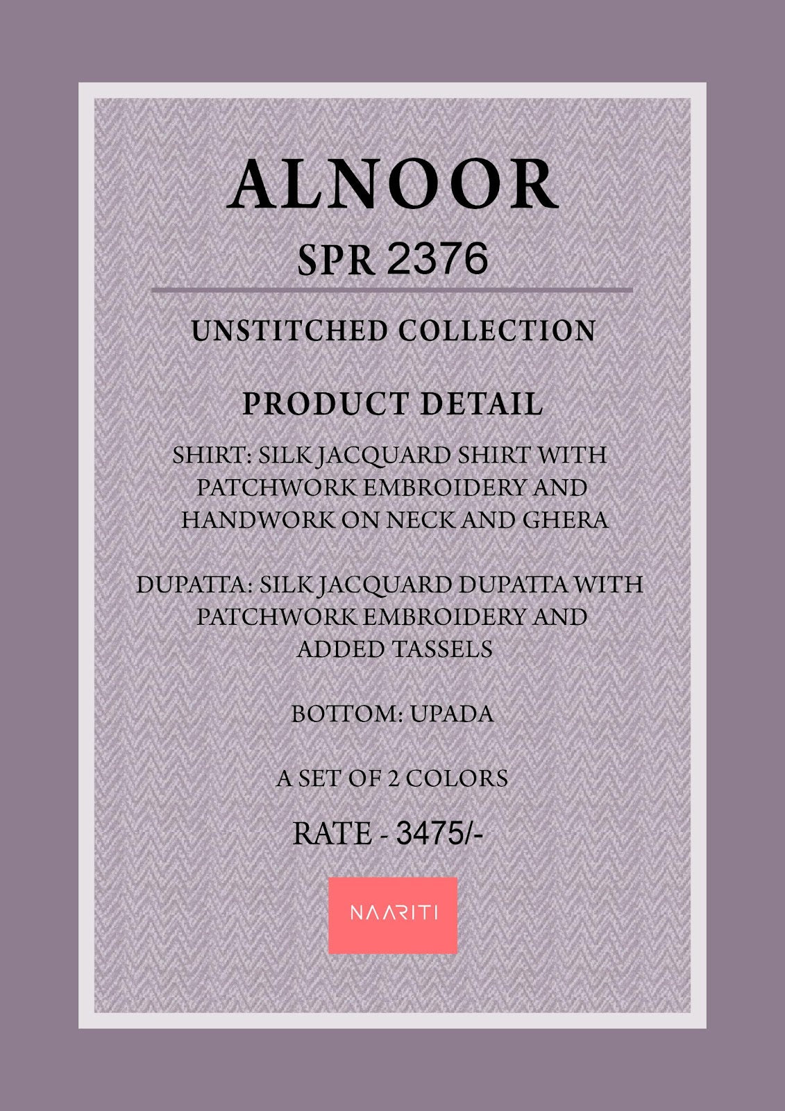 Alnoor Naariti Silk Pant Style Suits Wholesaler