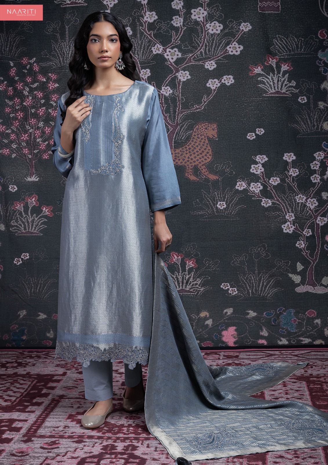 Alnoor Naariti Silk Pant Style Suits Wholesaler