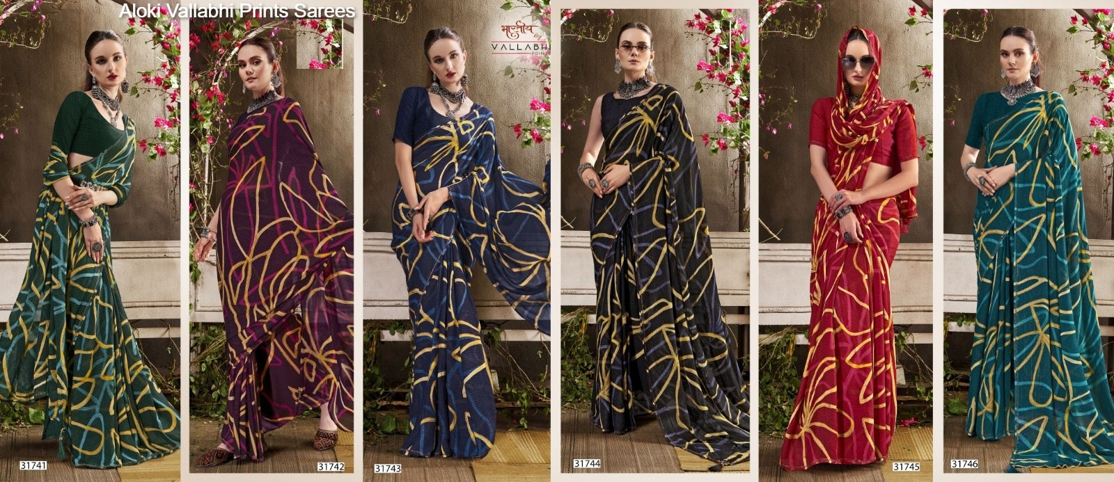 Aloki Vallabhi Prints Georgette Sarees Wholesaler Ahmedabad