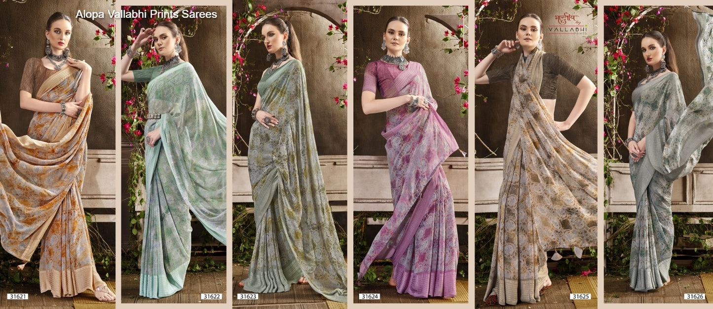Alopa Vallabhi Prints Georgette Sarees Exporter Ahmedabad
