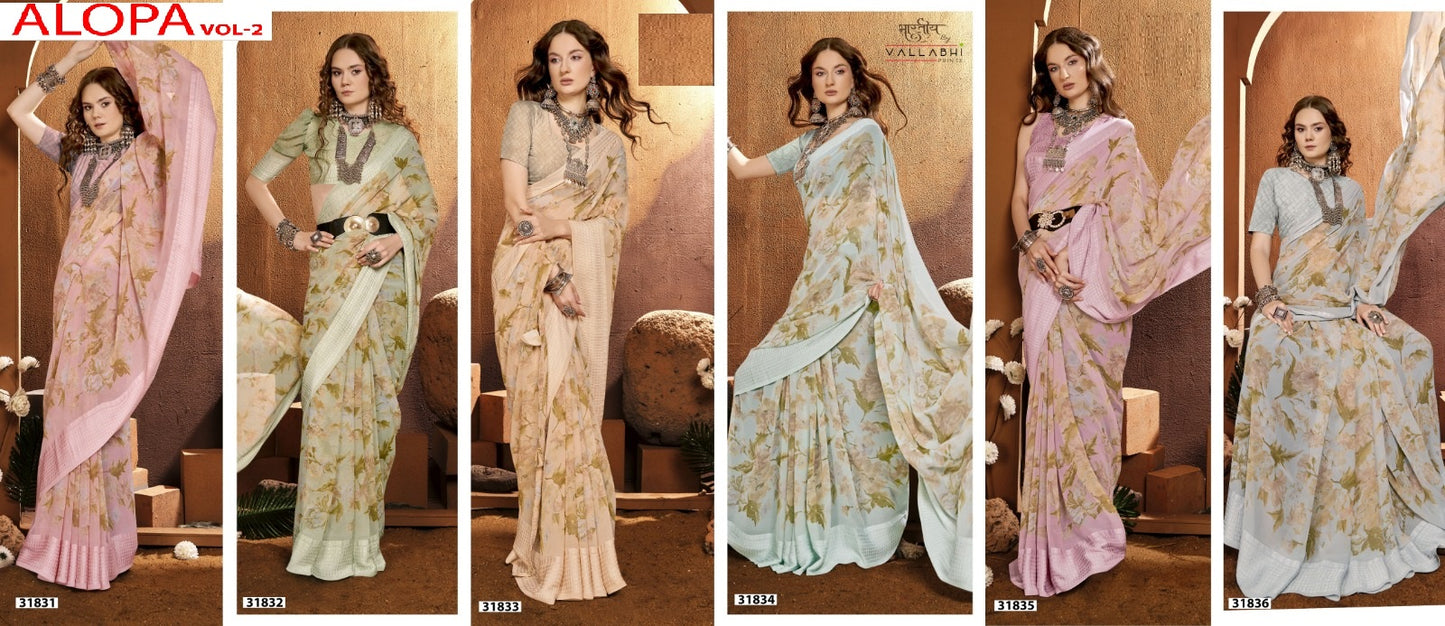 Alopa Vol 2 Vallabhi Prints Georgette Sarees Exporter India