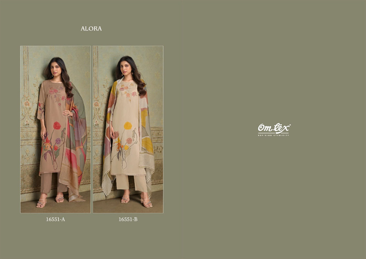 Alora Omtex Organza Pant Style Suits Wholesaler Ahmedabad