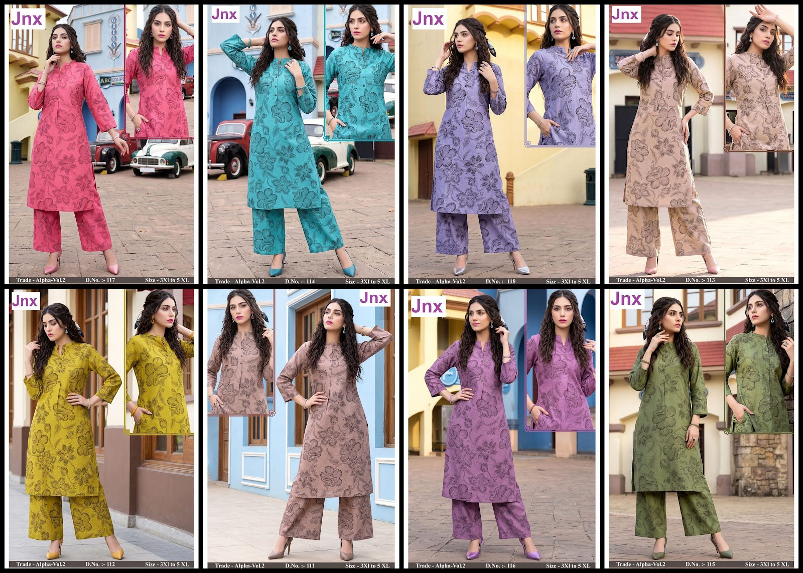 Alpha Vol 2 Jnx Vertican Kurti Plazzo Set Wholesaler Ahmedabad