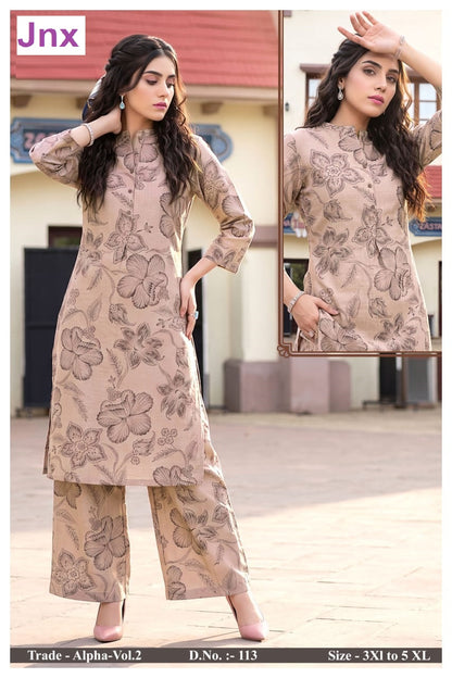 Alpha Vol 2 Jnx Vertican Kurti Plazzo Set Wholesaler Ahmedabad