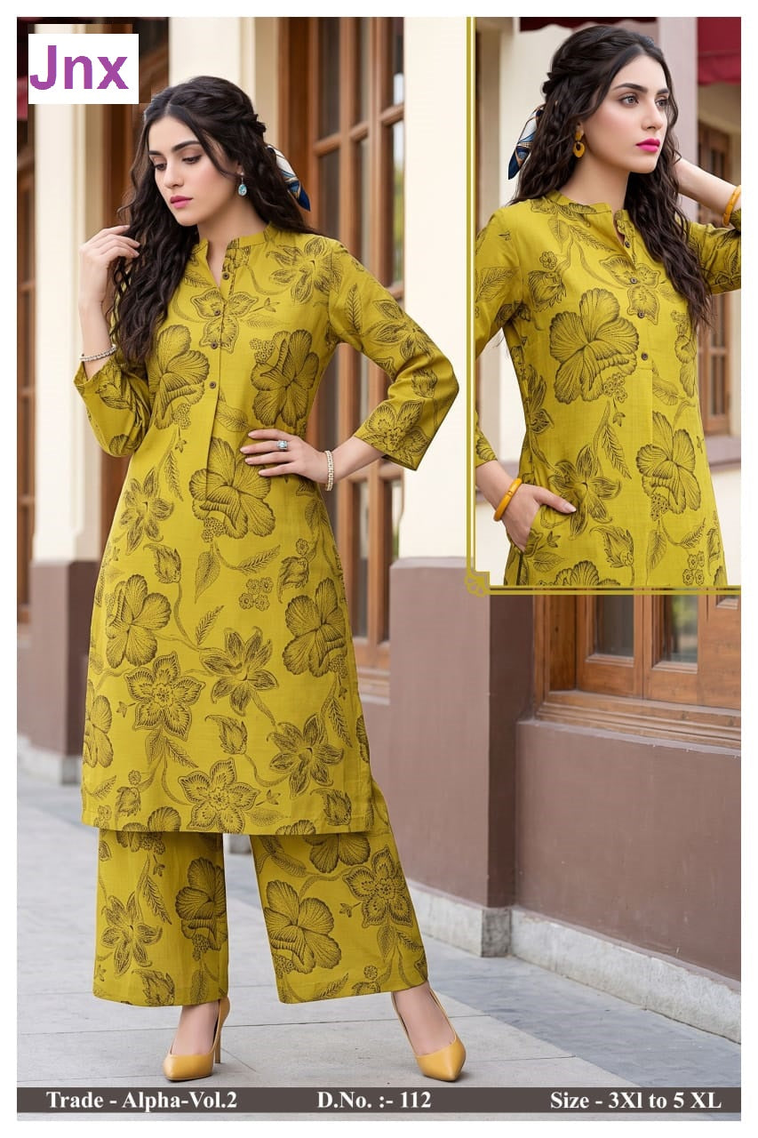 Alpha Vol 2 Jnx Vertican Kurti Plazzo Set Wholesaler Ahmedabad