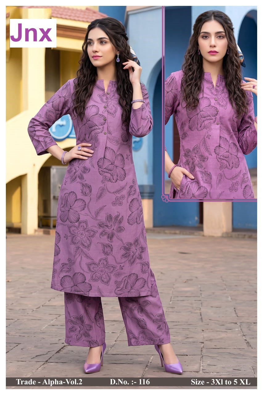Alpha Vol 2 Jnx Vertican Kurti Plazzo Set Wholesaler Ahmedabad