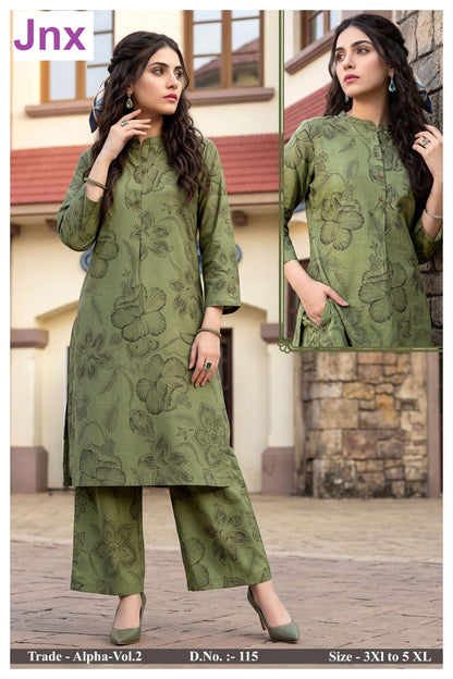 Alpha Vol 2 Jnx Vertican Kurti Plazzo Set Wholesaler Ahmedabad