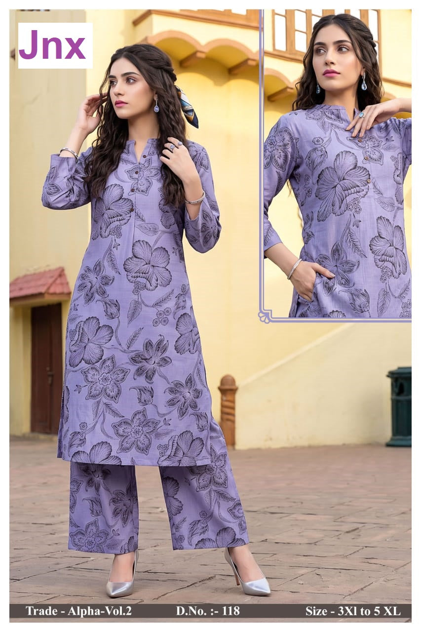 Alpha Vol 2 Jnx Vertican Kurti Plazzo Set Wholesaler Ahmedabad