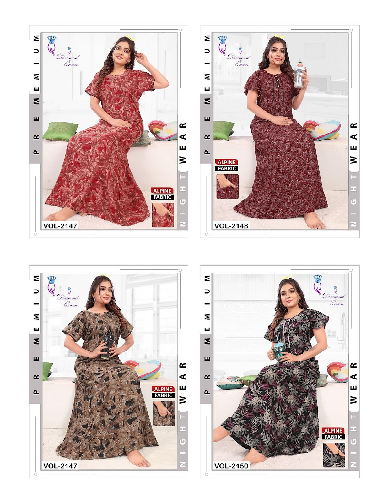 Alpine 010525 Diamond Queen Night Gowns Wholesaler Ahmedabad
