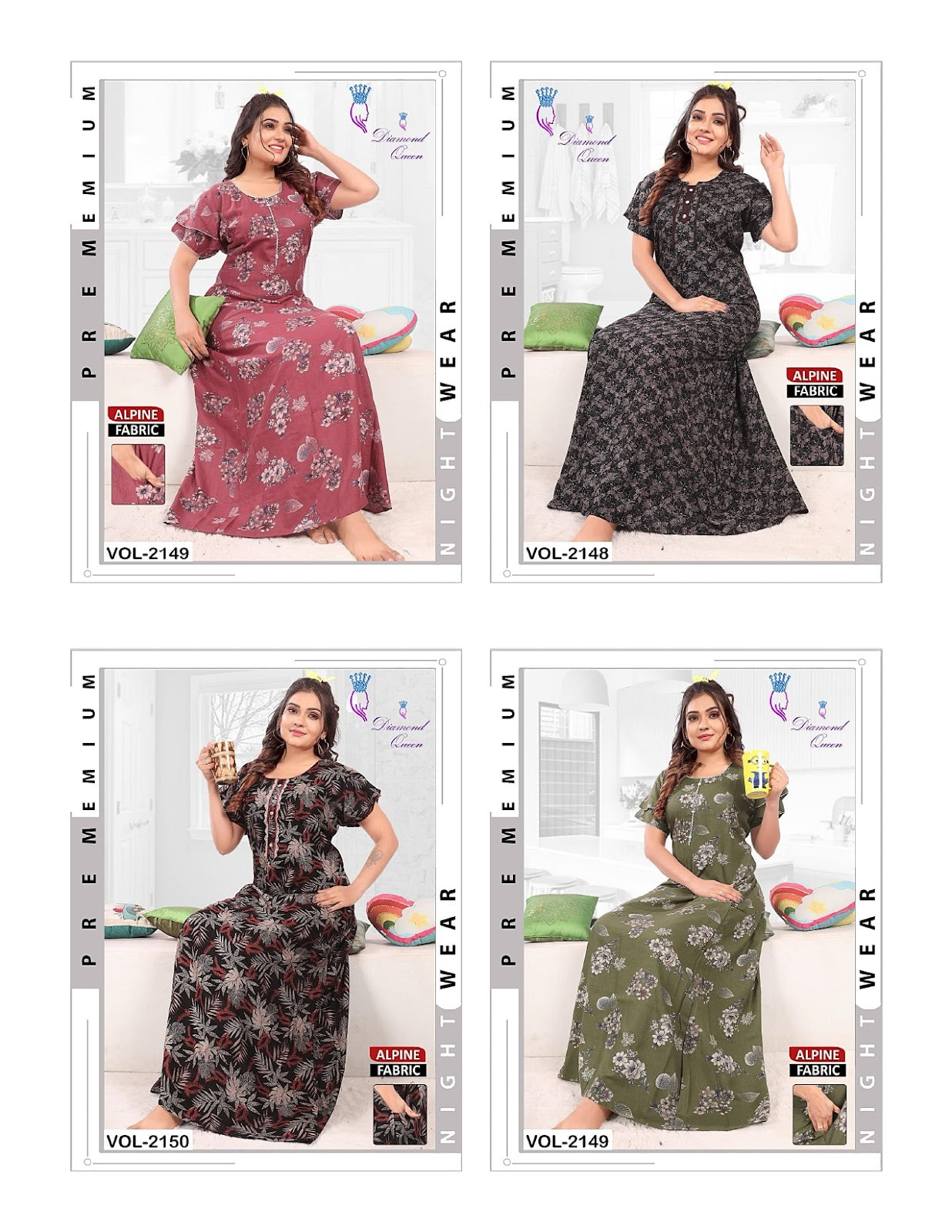 Alpine 010525 Diamond Queen Night Gowns Wholesaler Ahmedabad