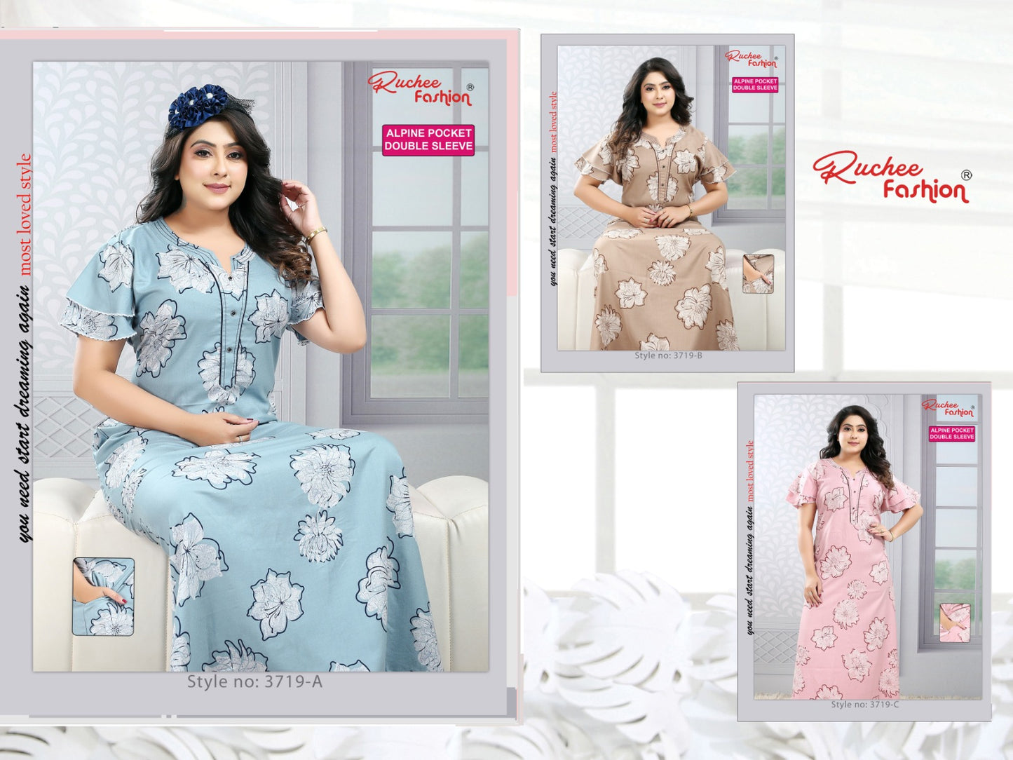 Alpine 0105 Ruchee Fashion Night Gowns Manufacturer India