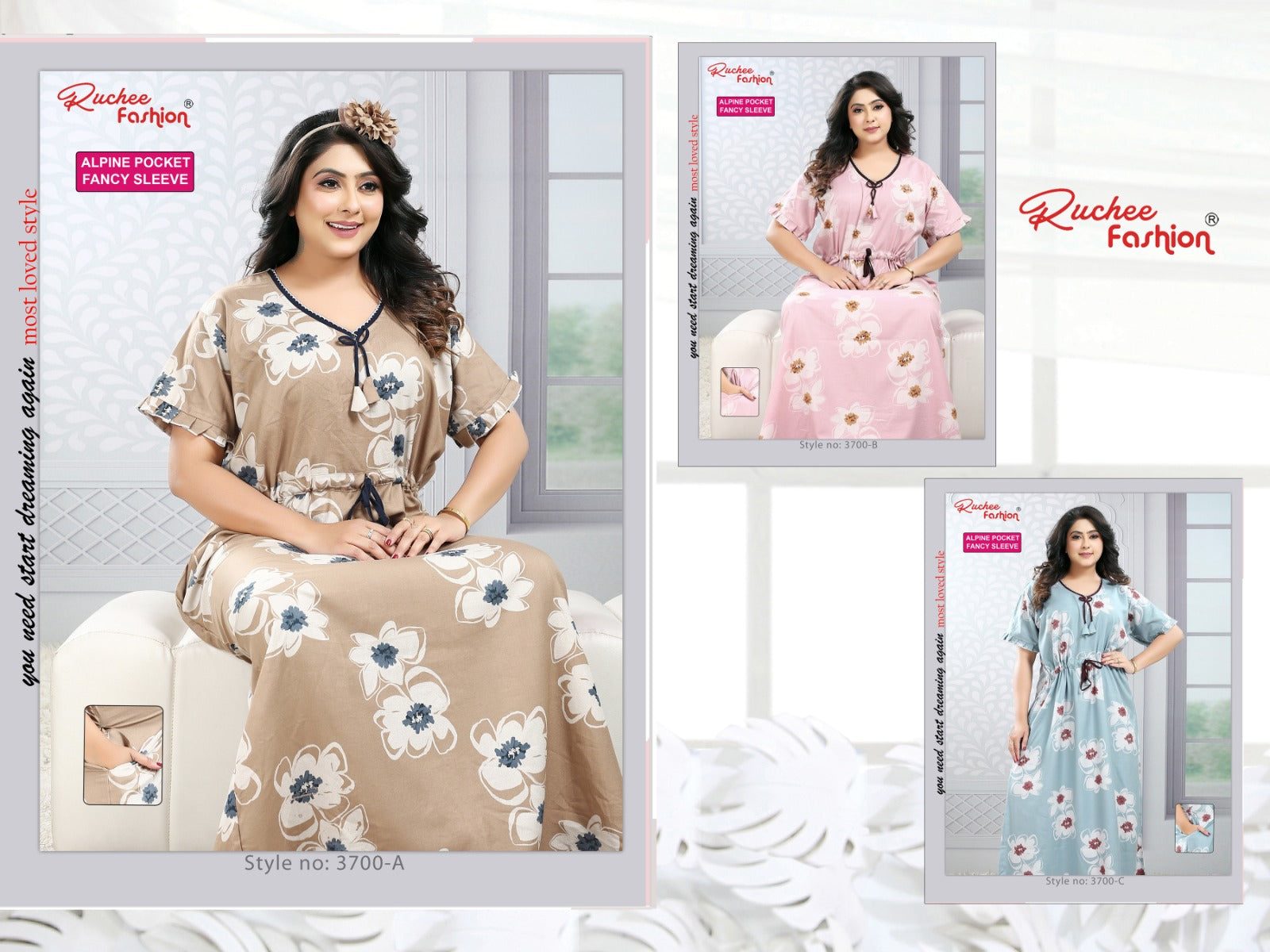 Alpine 0105 Ruchee Fashion Night Gowns Manufacturer India