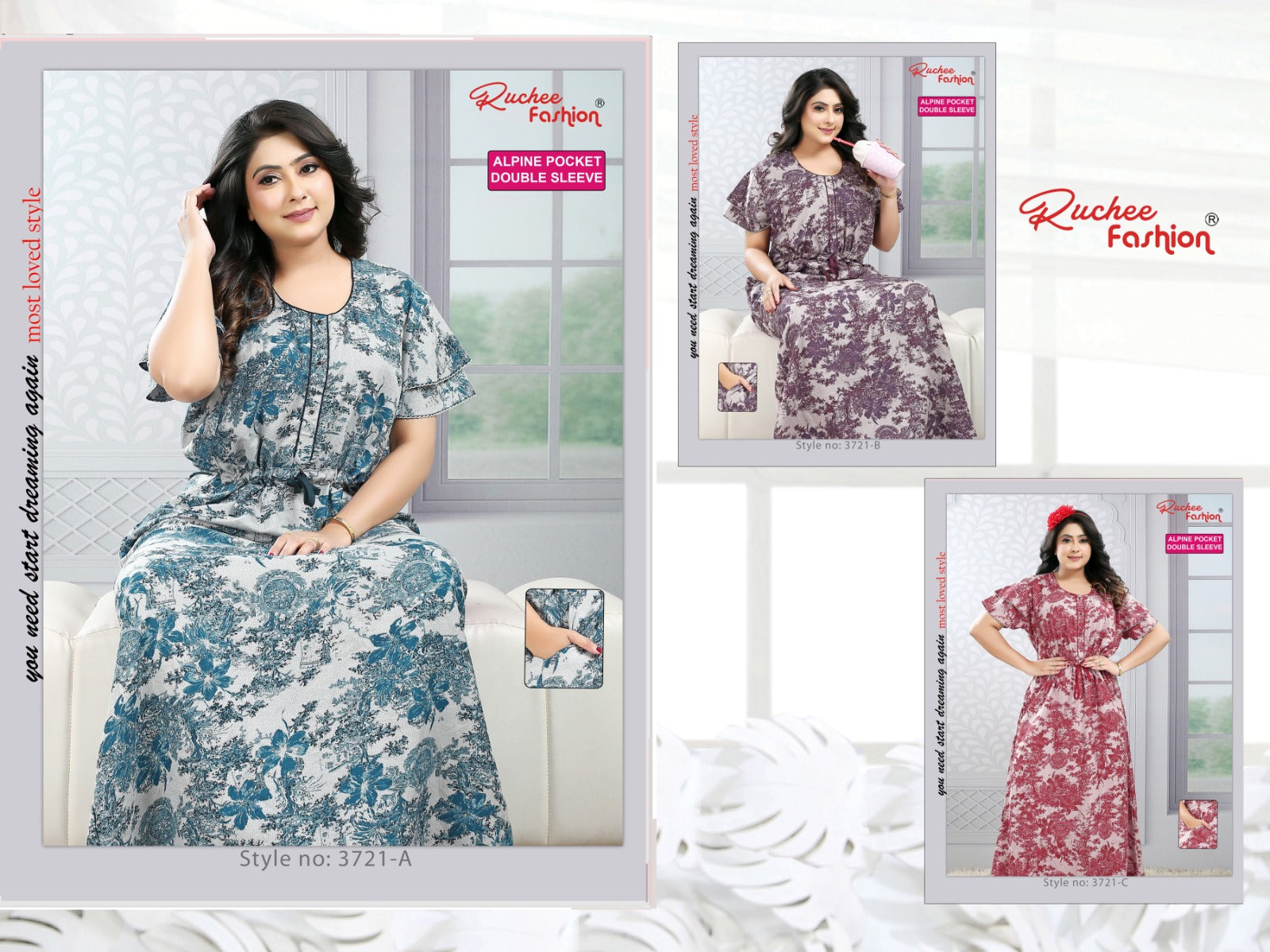 Alpine 0105 Ruchee Fashion Night Gowns Manufacturer India