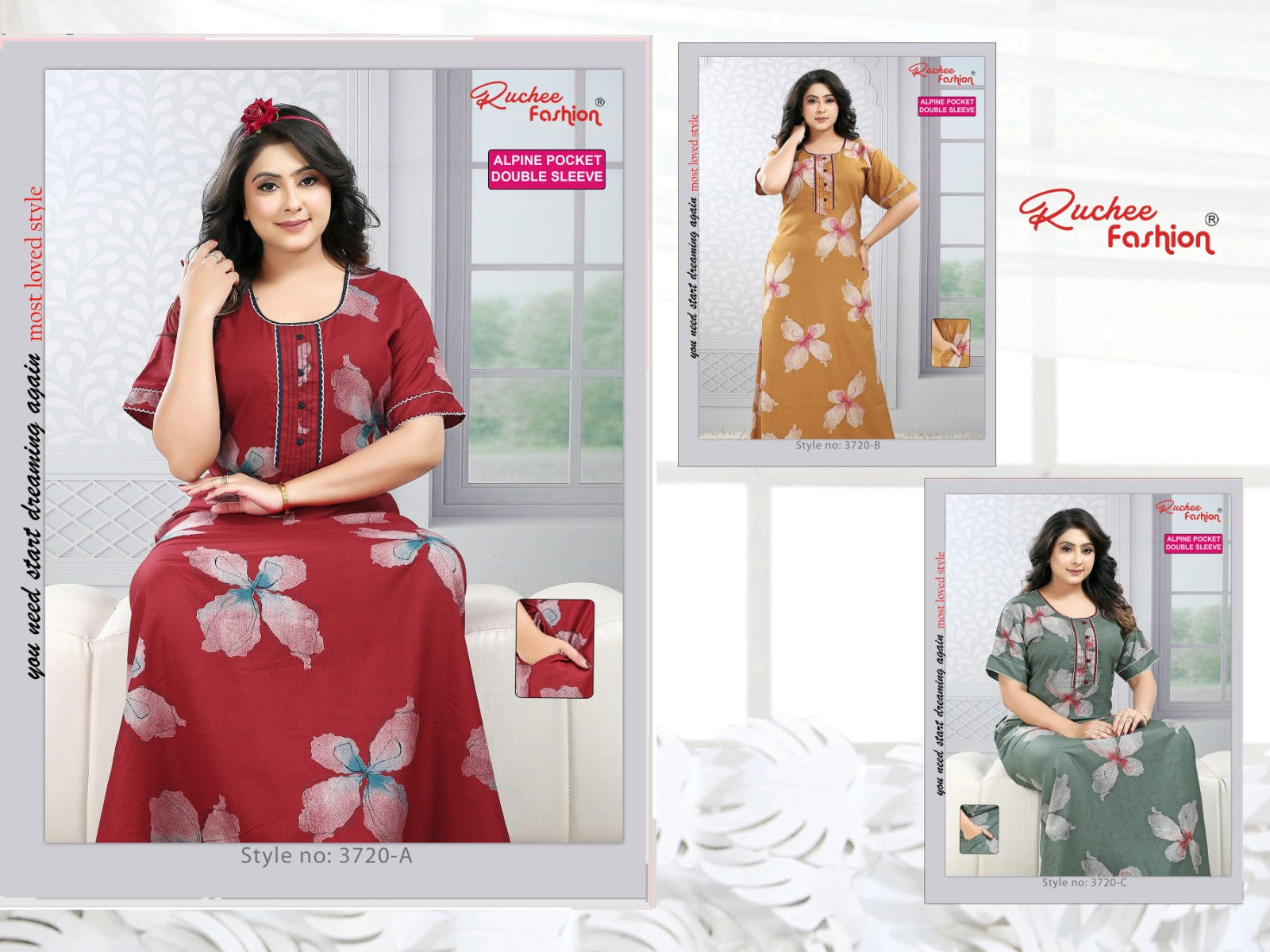 Alpine 0105 Ruchee Fashion Night Gowns Manufacturer India