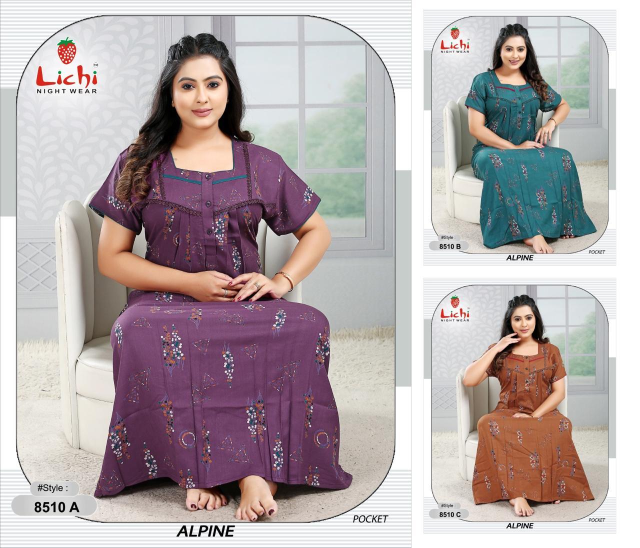 Alpine 010626 Lichi Night Gowns Supplier India