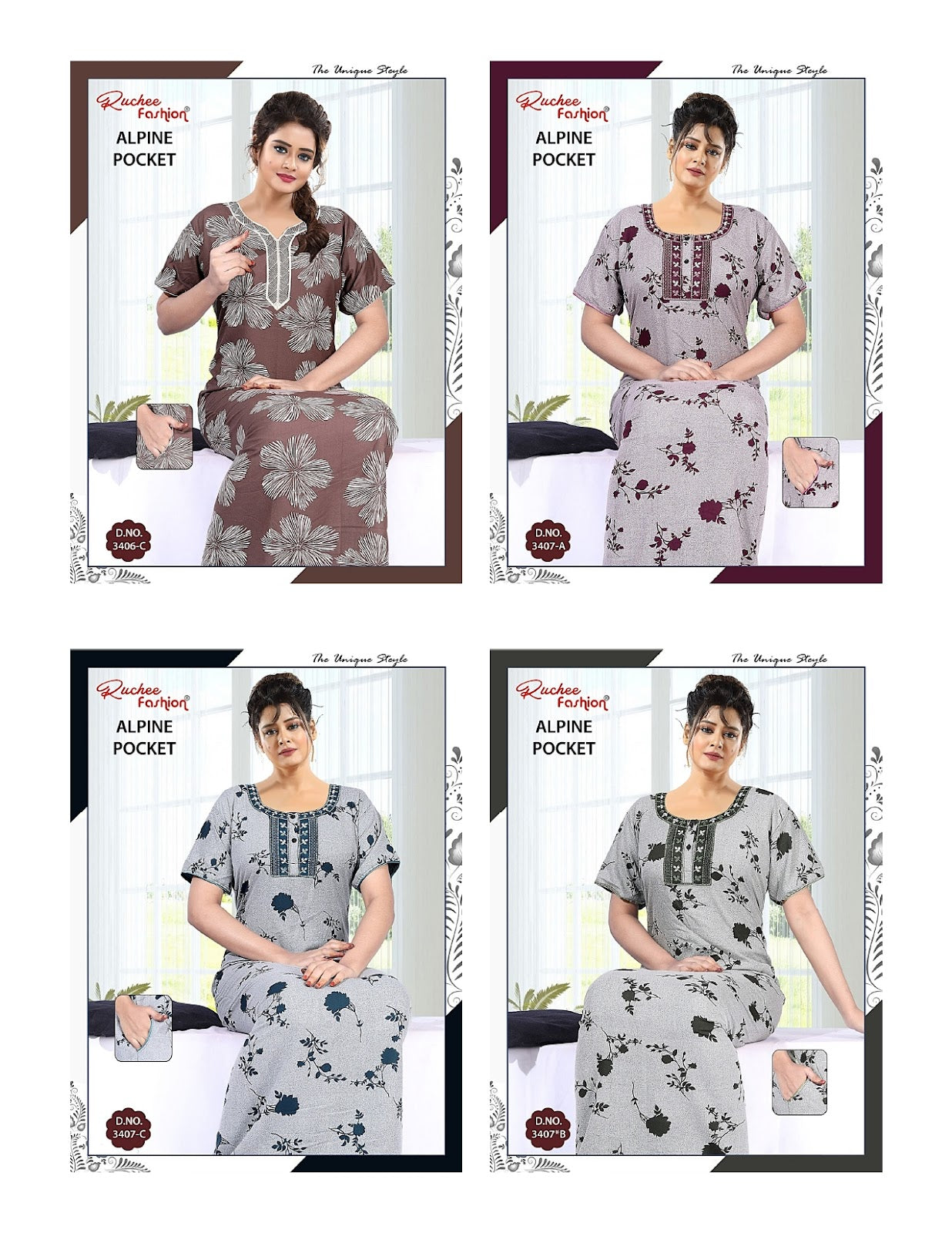 Alpine 050725 Ruchee Fashion Night Gowns Wholesale Price