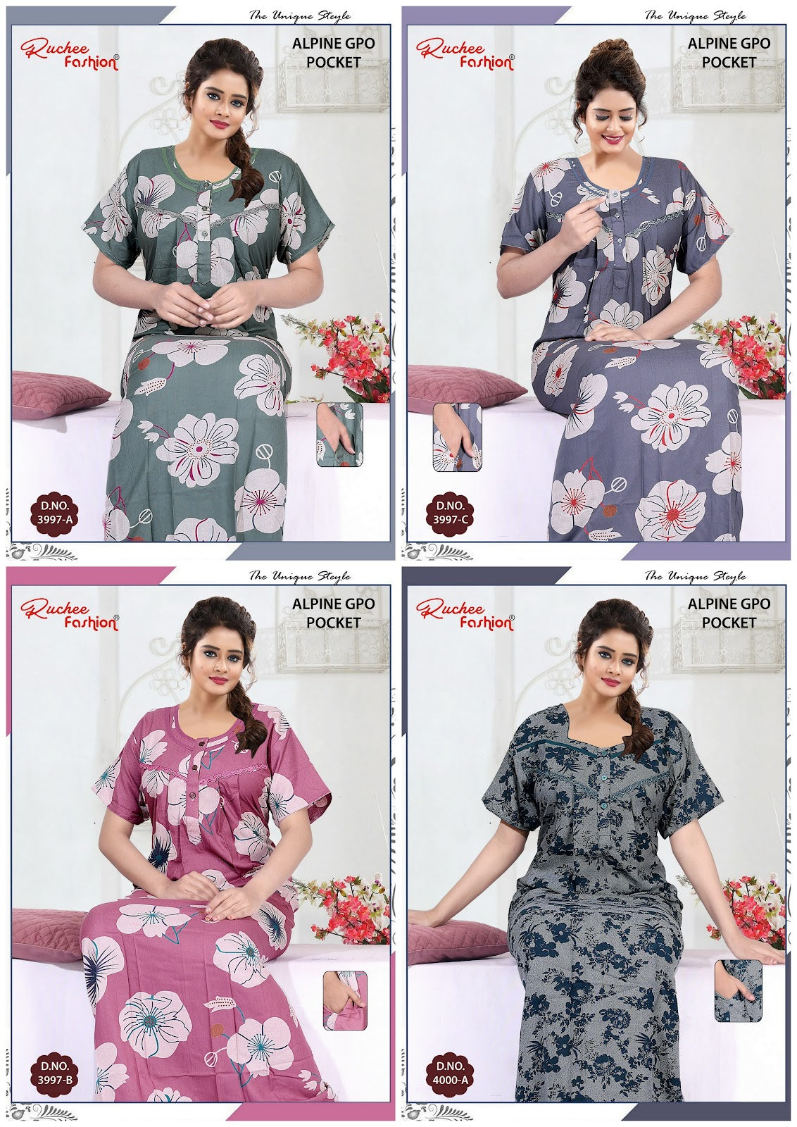 Alpine 0601 Ruchee Fashion Night Gowns Exporter Ahmedabad