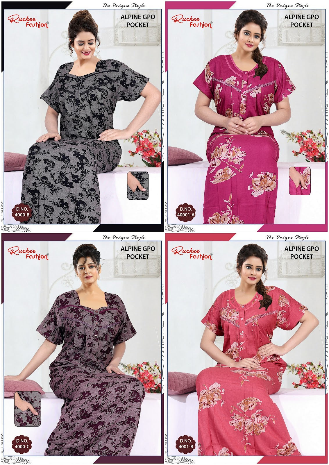 Alpine 0601 Ruchee Fashion Night Gowns Exporter Ahmedabad