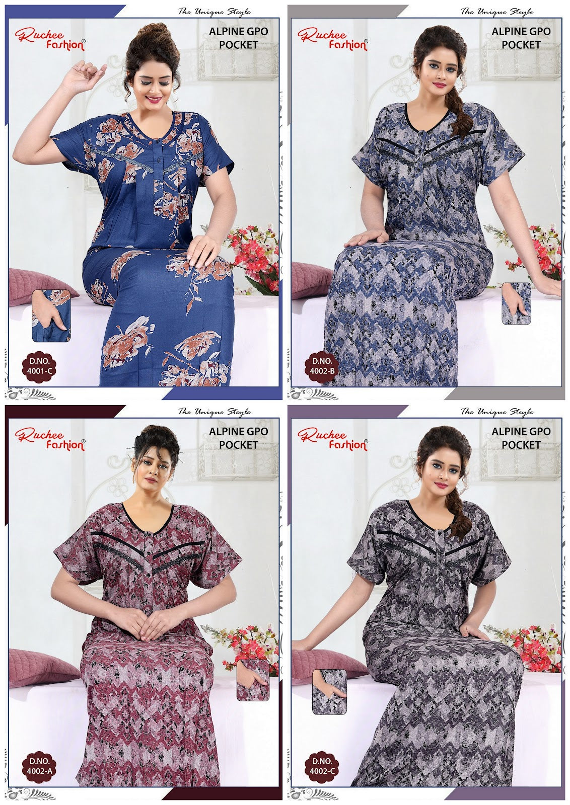 Alpine 0601 Ruchee Fashion Night Gowns Exporter Ahmedabad