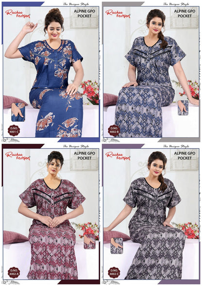 Alpine 0601 Ruchee Fashion Night Gowns Exporter Ahmedabad