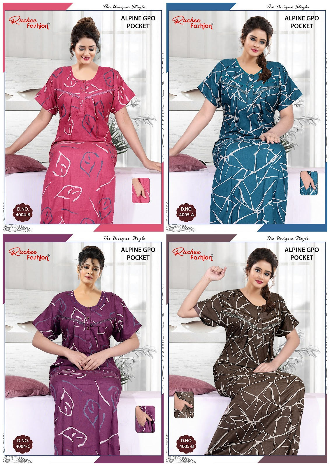 Alpine 0601 Ruchee Fashion Night Gowns Exporter Ahmedabad