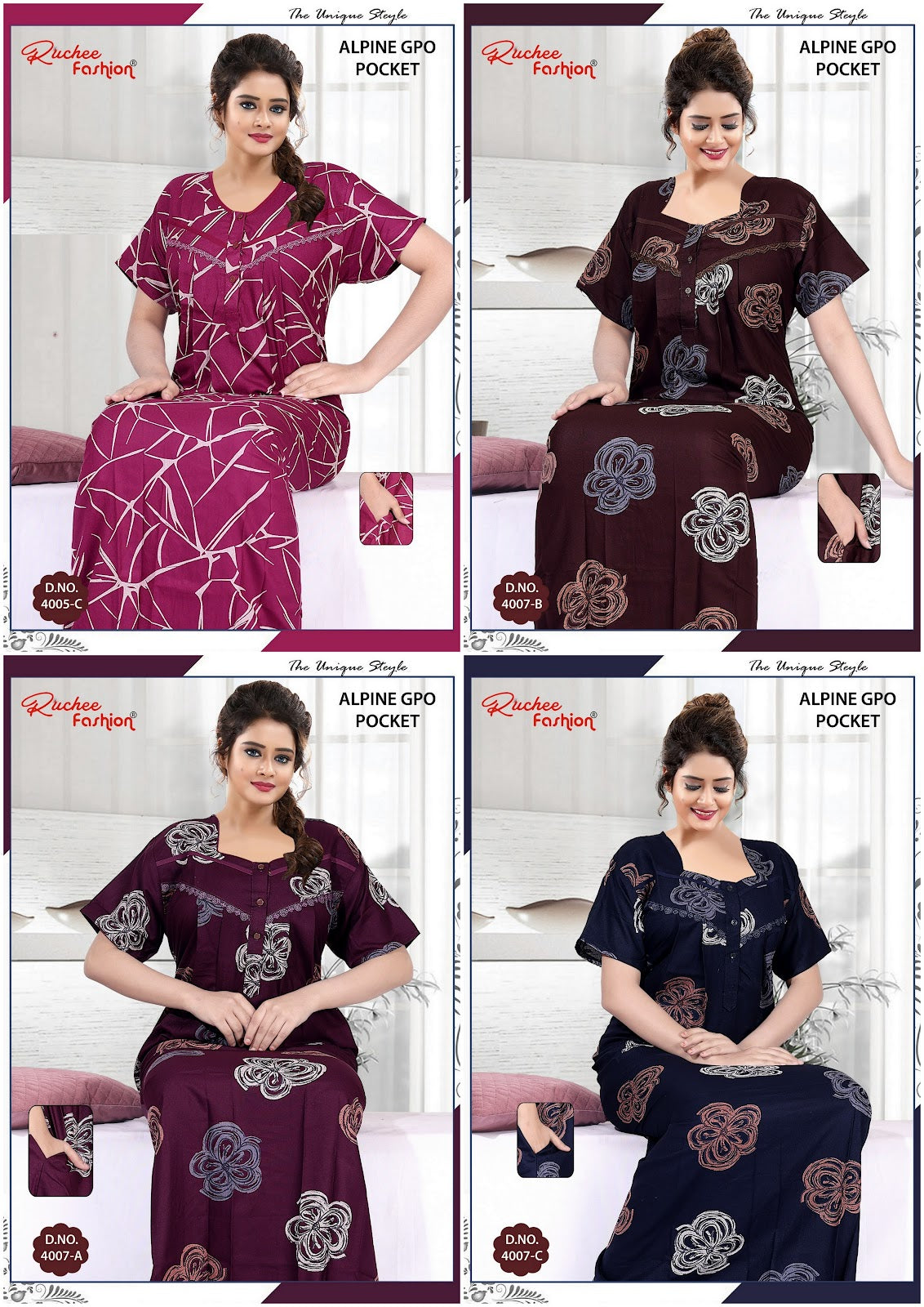 Alpine 0601 Ruchee Fashion Night Gowns Exporter Ahmedabad