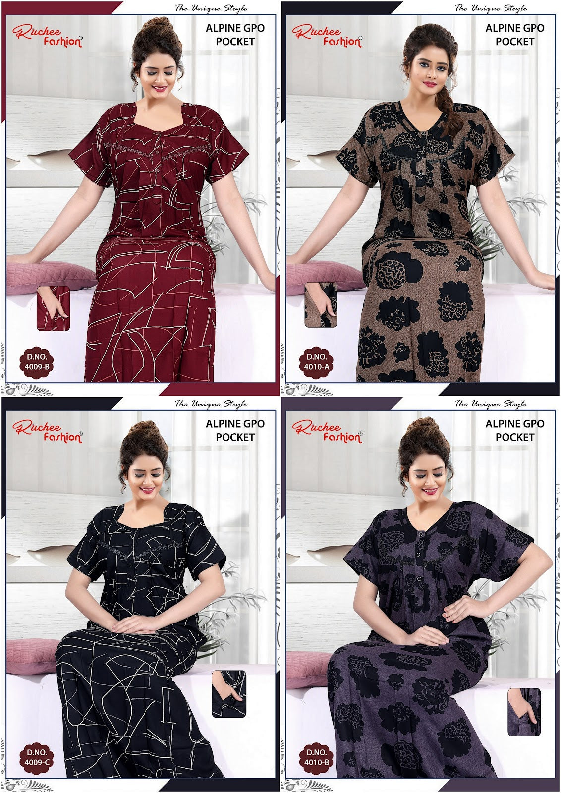 Alpine 0601 Ruchee Fashion Night Gowns Exporter Ahmedabad