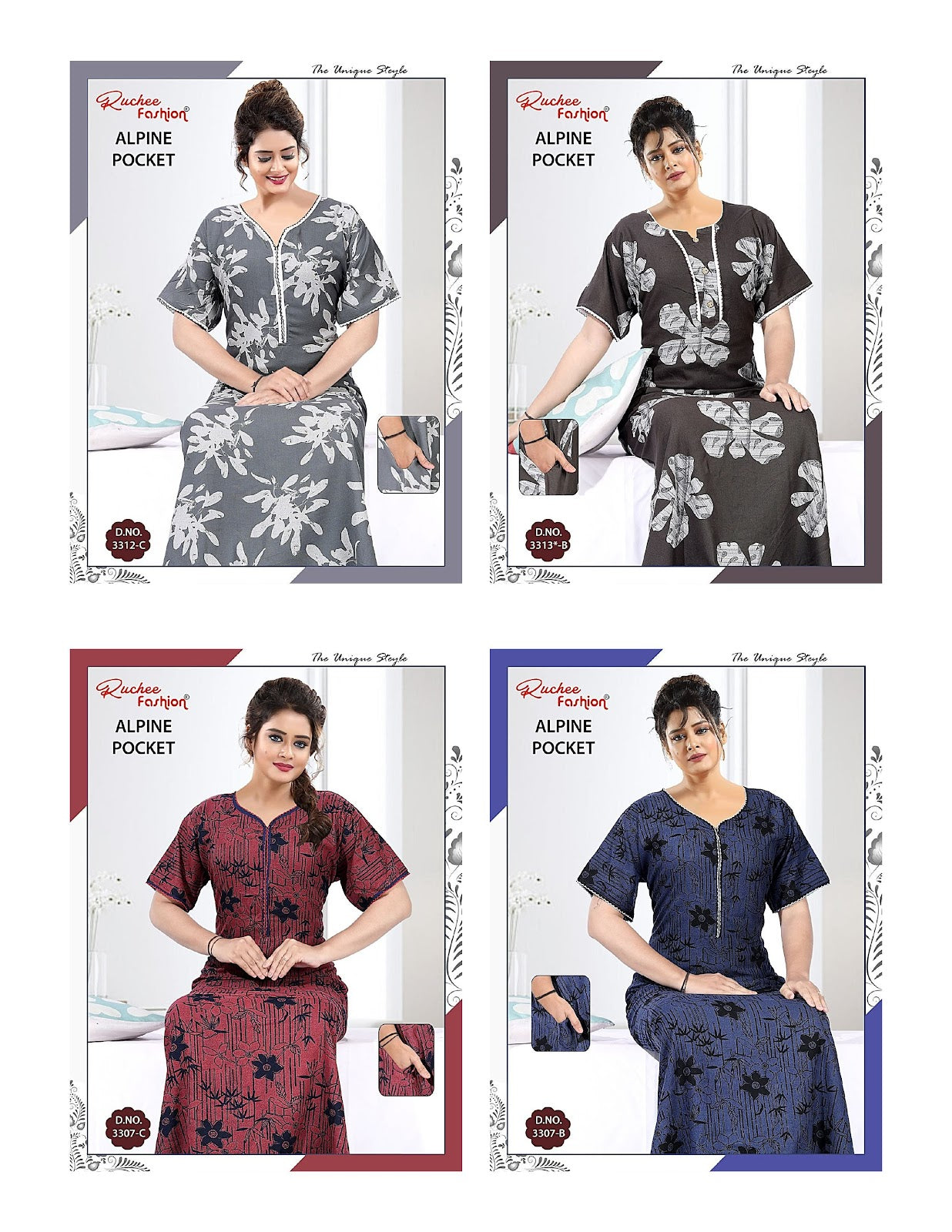 Alpine 060725 Ruchee Fashion Night Gowns Manufacturer Gujarat