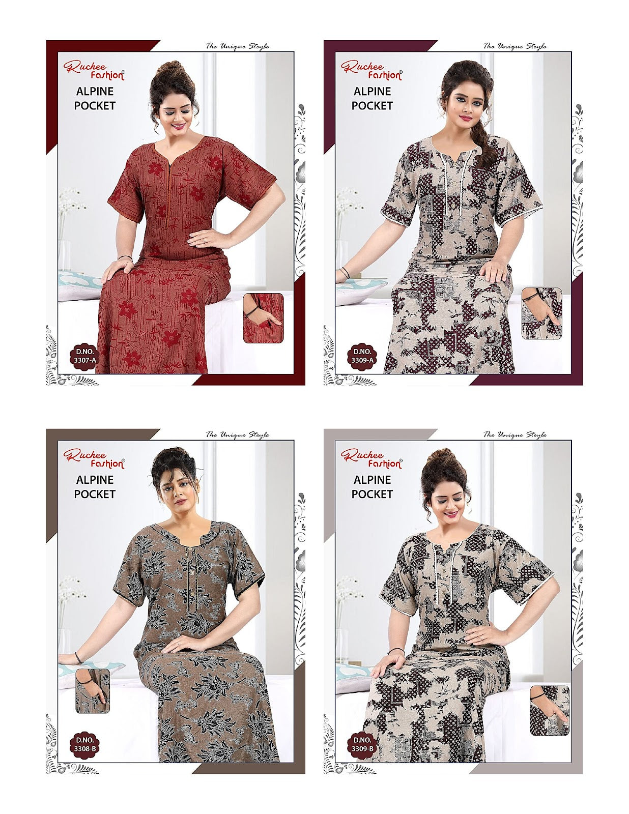 Alpine 060725 Ruchee Fashion Night Gowns Manufacturer Gujarat