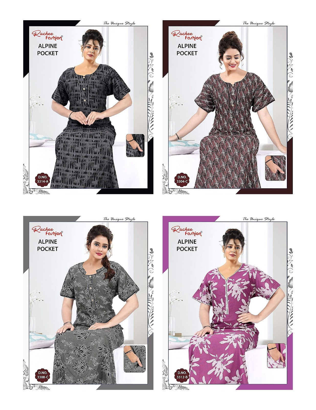 Alpine 060725 Ruchee Fashion Night Gowns Manufacturer Gujarat