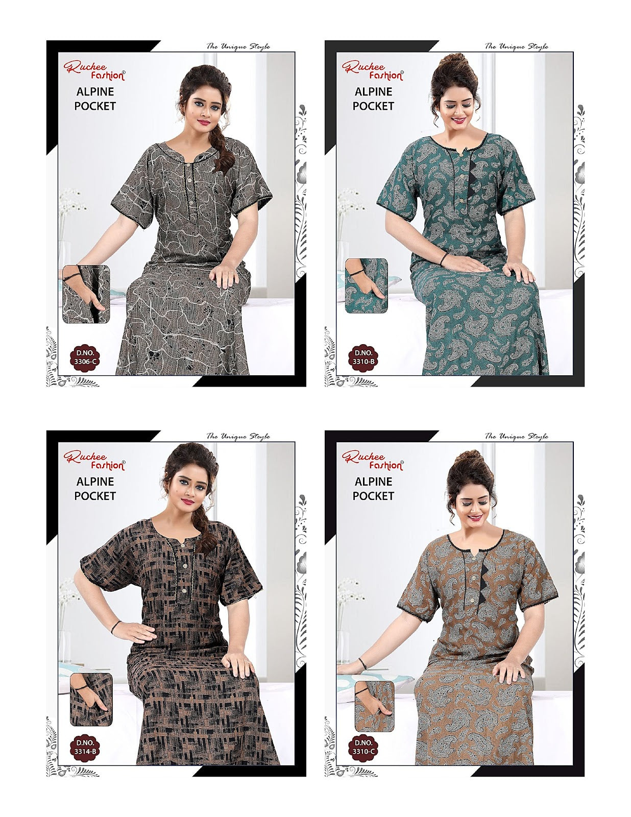 Alpine 060725 Ruchee Fashion Night Gowns Manufacturer Gujarat