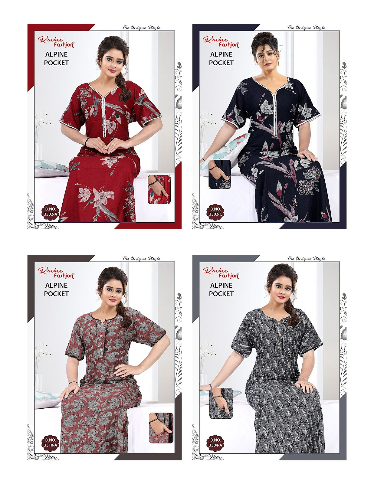 Alpine 060725 Ruchee Fashion Night Gowns Manufacturer Gujarat