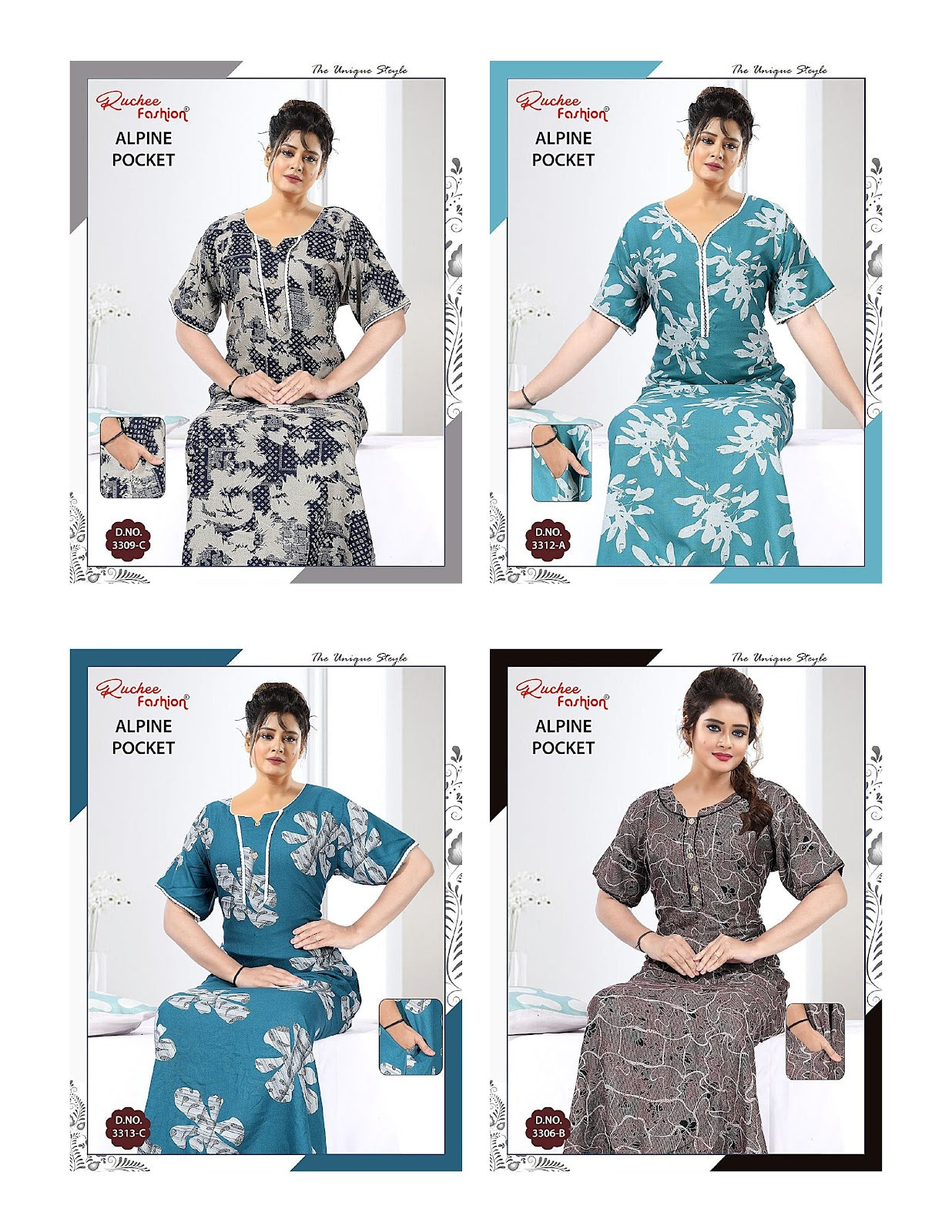 Alpine 060725 Ruchee Fashion Night Gowns Manufacturer Gujarat