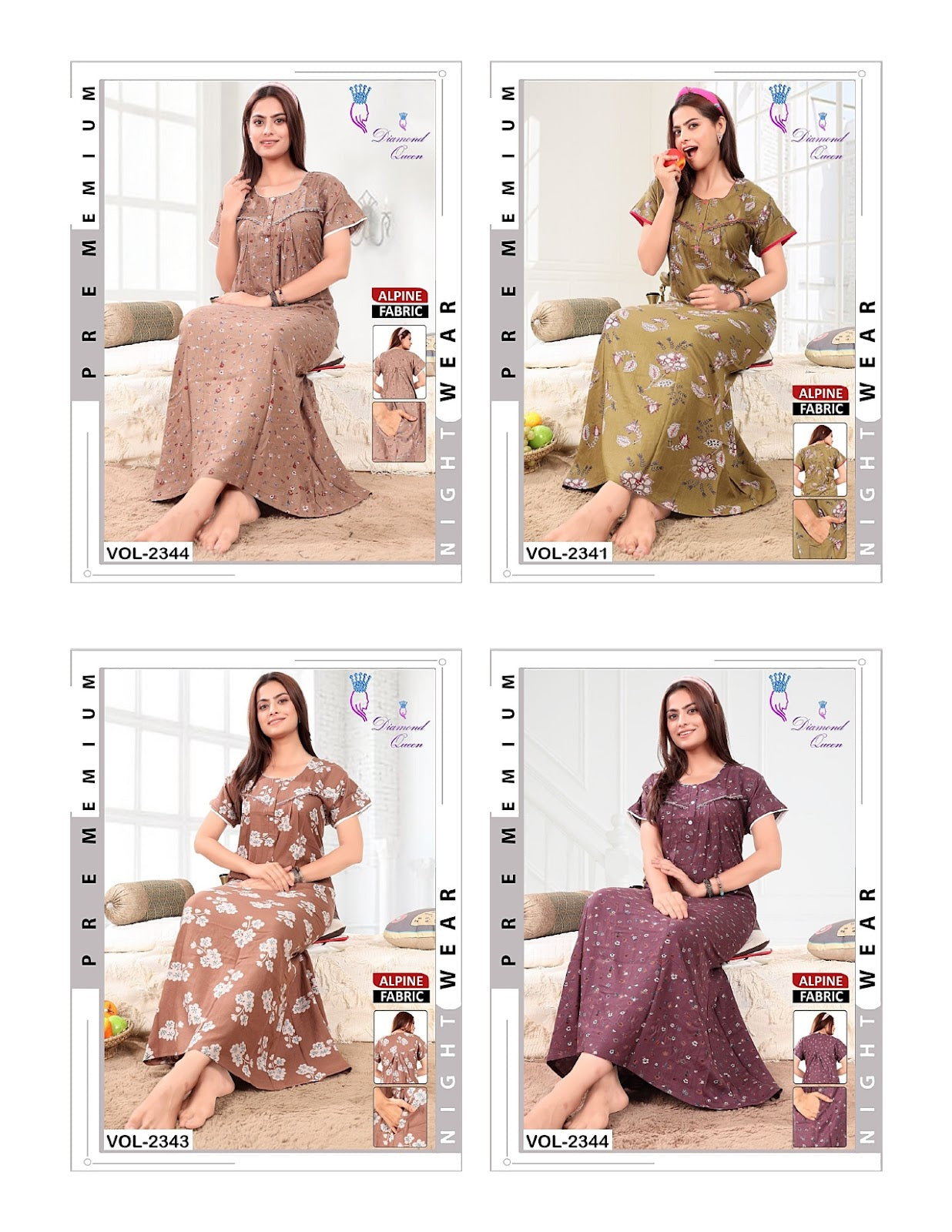 Alpine 100725 Diamond Queen Night Gowns Wholesale Rate