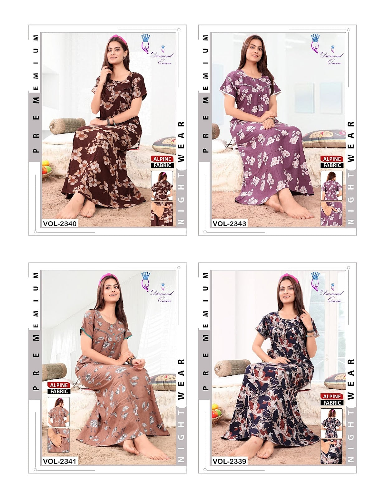 Alpine 100725 Diamond Queen Night Gowns Wholesale Rate