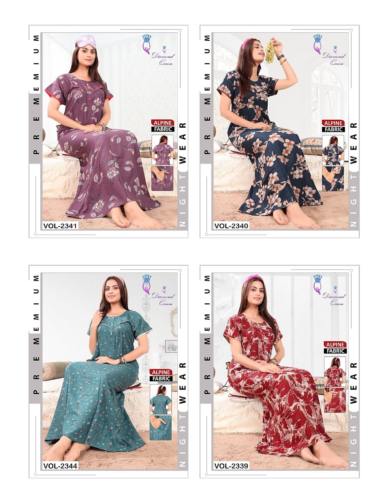Alpine 100725 Diamond Queen Night Gowns Wholesale Rate