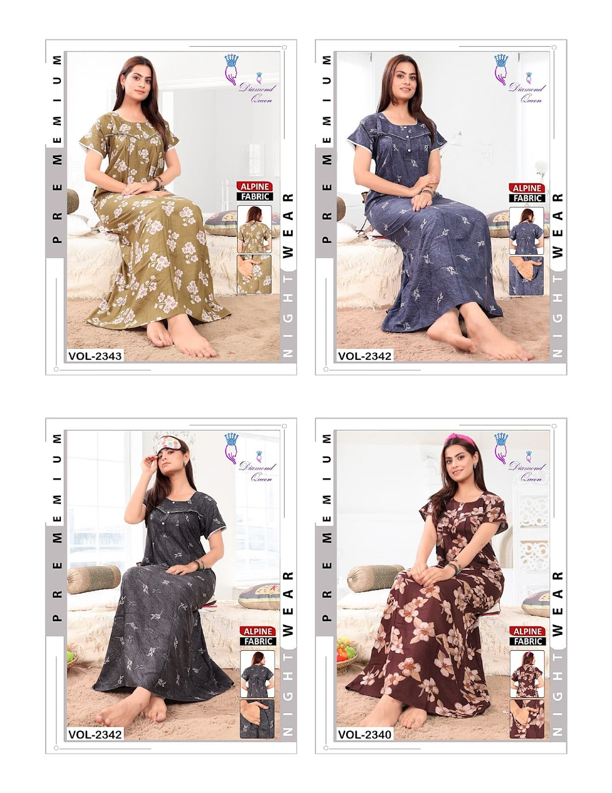Alpine 100725 Diamond Queen Night Gowns Wholesale Rate