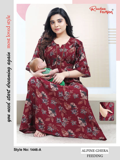 Alpine 1442-1447 Ruchee Fashion Feeding Night Gown Supplier Ahmedabad