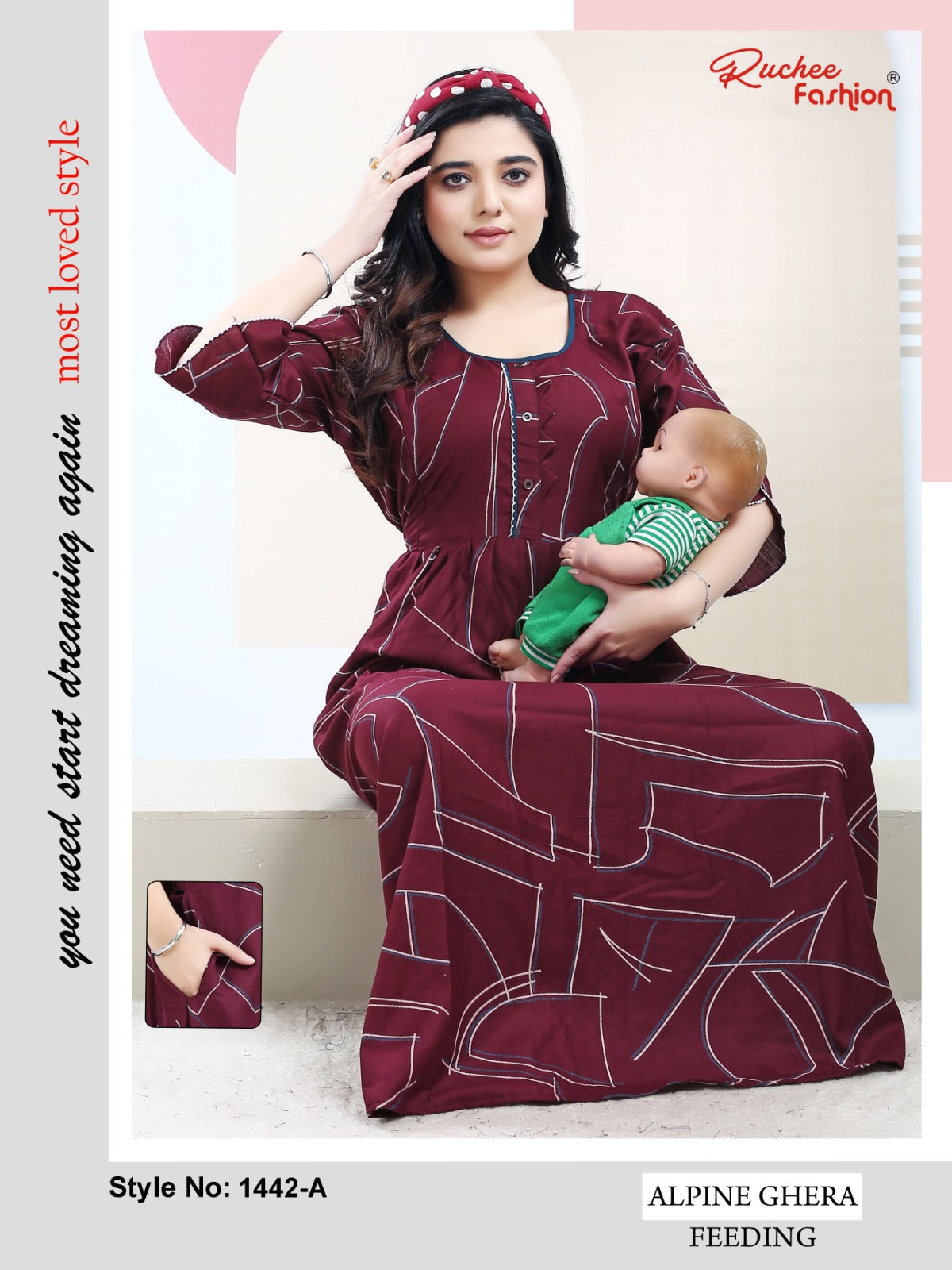 Alpine 1442-1447 Ruchee Fashion Feeding Night Gown Supplier Ahmedabad