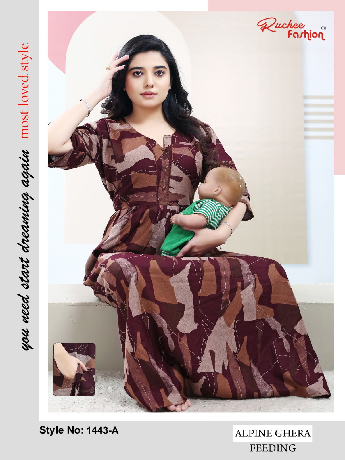 Alpine 1442-1447 Ruchee Fashion Feeding Night Gown Supplier Ahmedabad