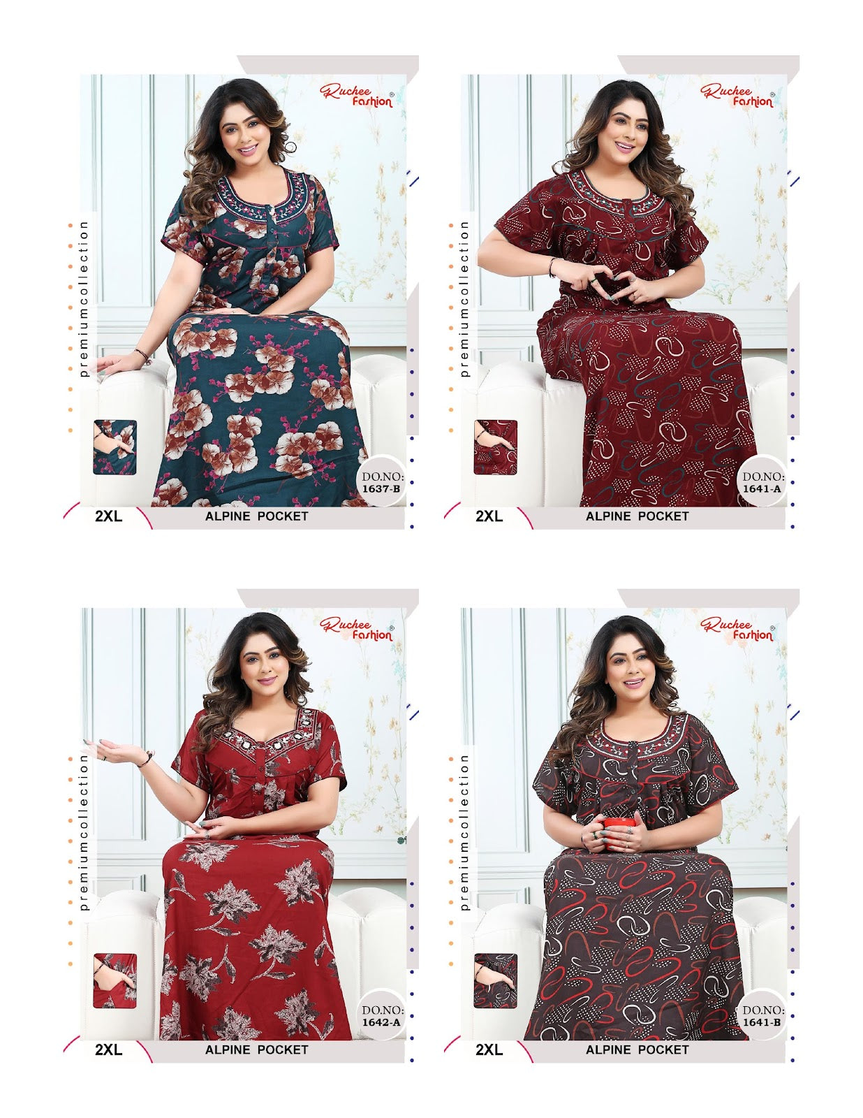 Alpine 1637-1645 Ruchee Fashion Night Gowns Manufacturer India