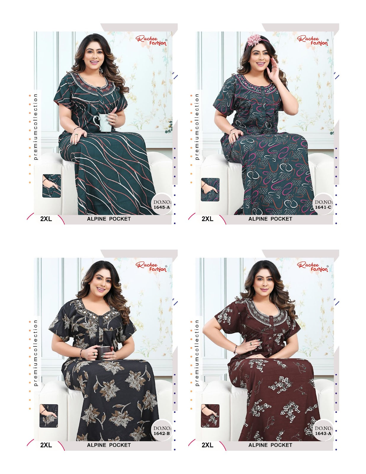 Alpine 1637-1645 Ruchee Fashion Night Gowns Manufacturer India