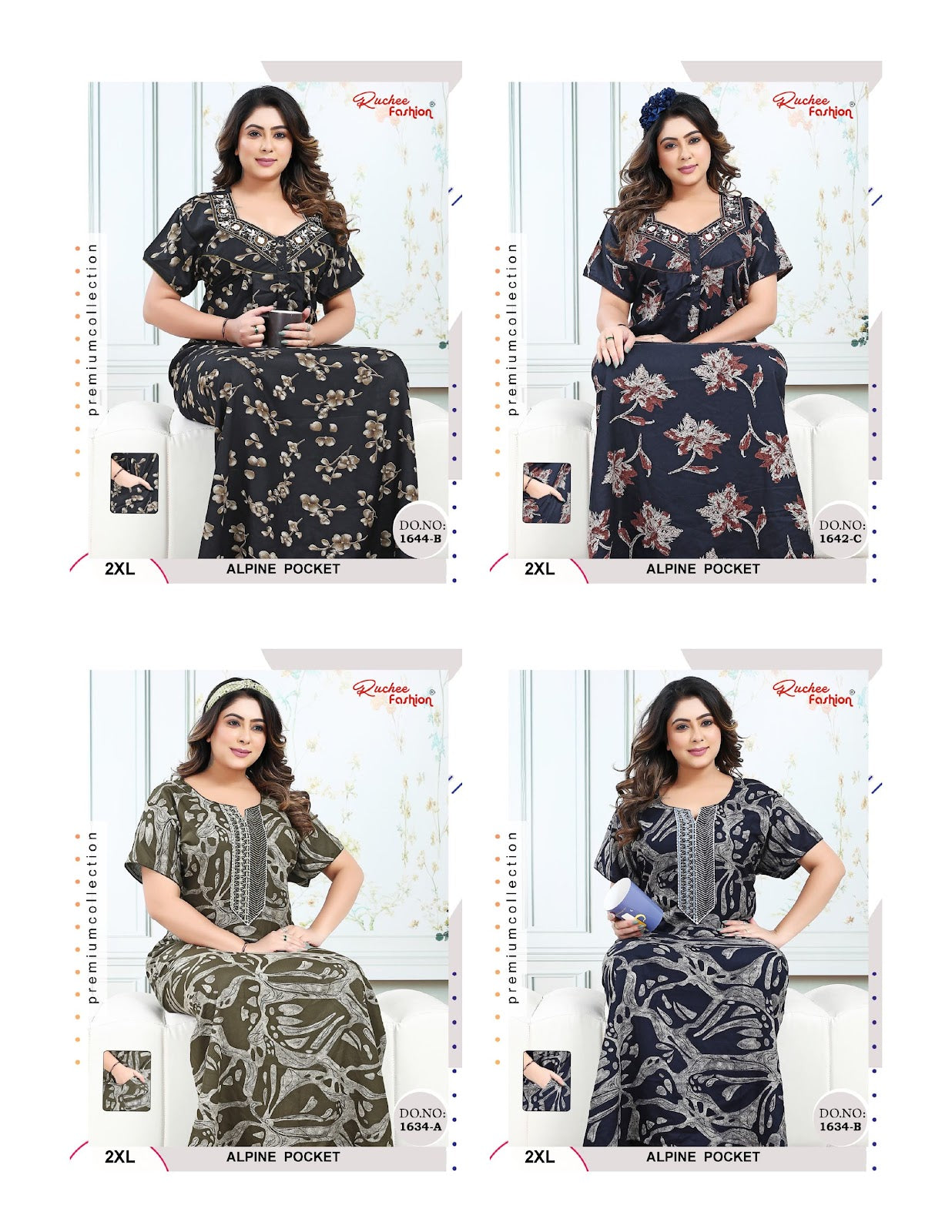 Alpine 1637-1645 Ruchee Fashion Night Gowns Manufacturer India