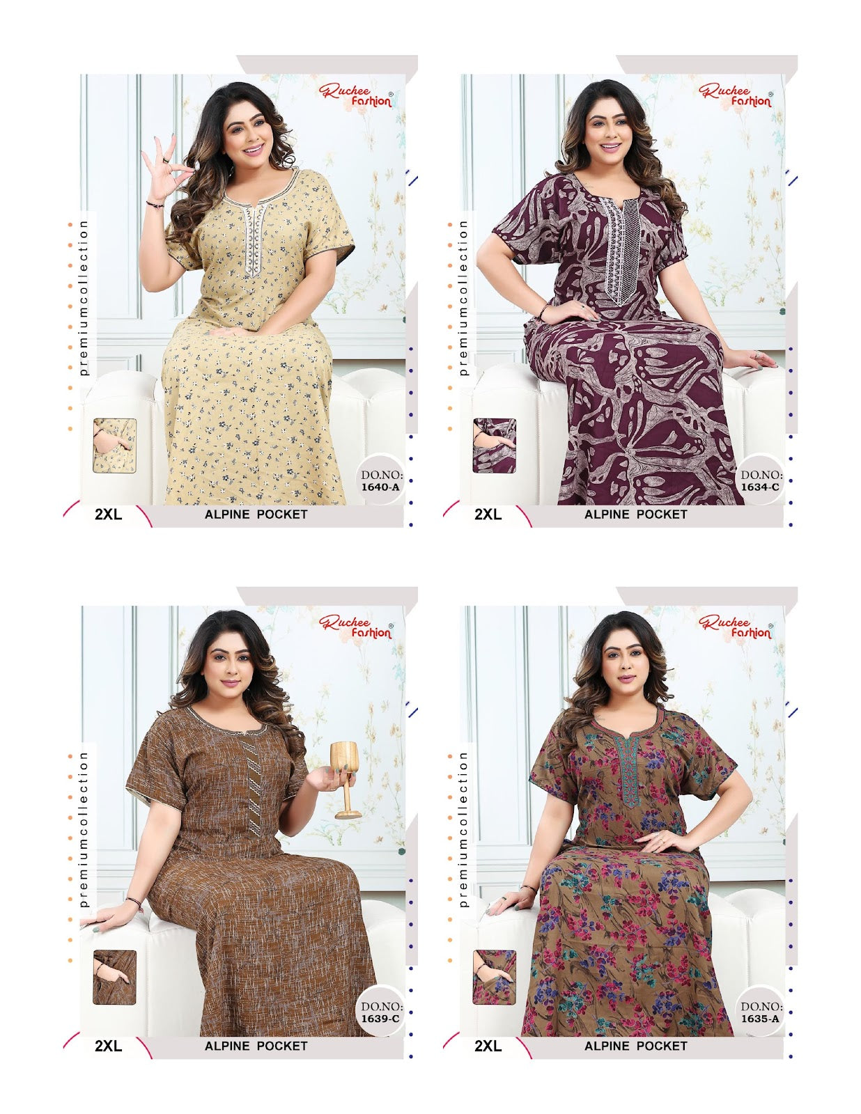 Alpine 1637-1645 Ruchee Fashion Night Gowns Manufacturer India